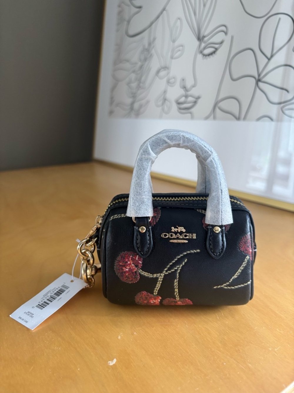 Coach Mini Rowan bag charm Cherry print